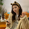 Cute cartoon headband for face washing, non-slip fashionable knitted hairpins, demi-season hair accessory, big eyes, frog