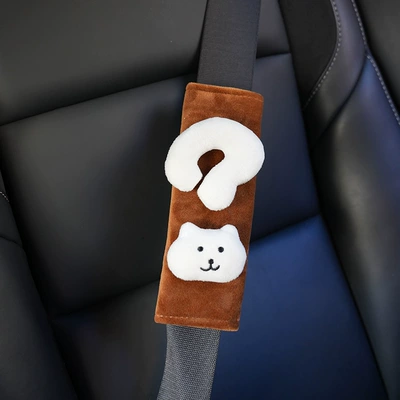 anti-neck strangulation, Seat belt shoulder pad - super-soft-dark-brown-20cm-shoulder-pad-question-mark