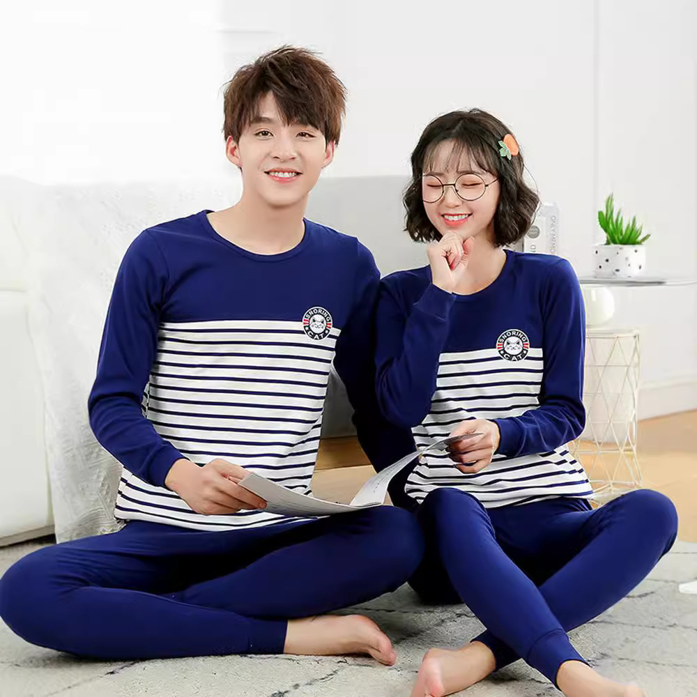 24 가을과 겨울 청소년 가을 의류 가을 바지 남녀 속옷 세트 면고등학교 중학생 큰면 스웨터 잠옷