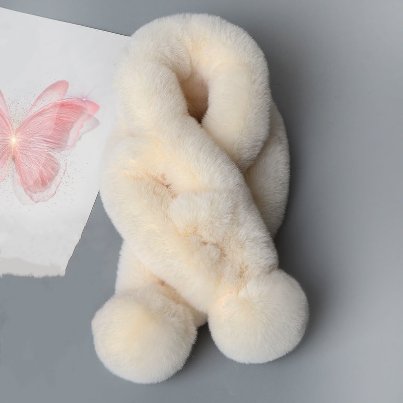 Bufanda Cruzada de Peluche de Dos Tubos, Térmica, para Salir en Invierno