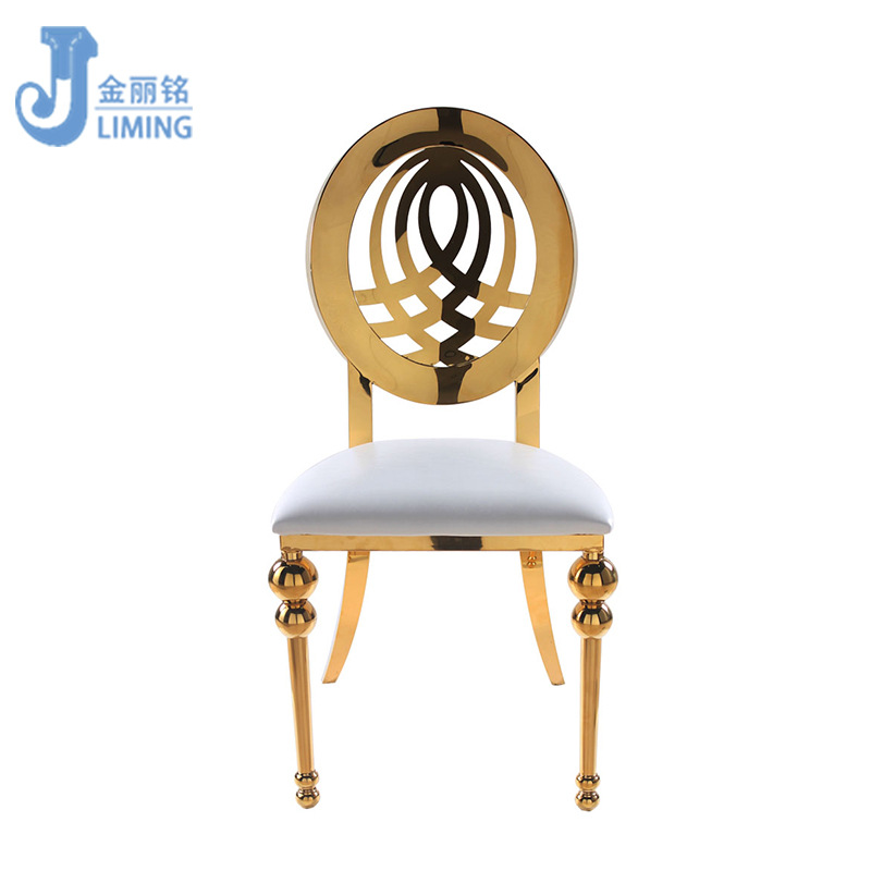 De titanio de oro de acero inoxidable Silla de comedor moda Luz de lujo de acero inoxidable Hotel redondo Silla de comedor de banquete de hotel Silla de comedor al por mayor