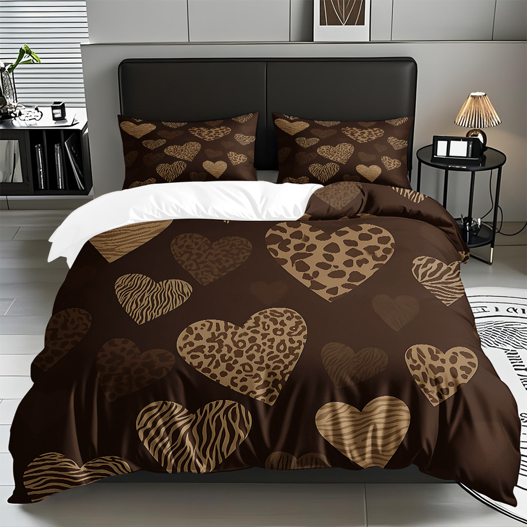 TEMU / JIT comercio exterior textil doméstico transfronterizo impresión digital de leopardo de alta definición colcha de colcha de almohada kit de ropa de cama para hacer dibujos