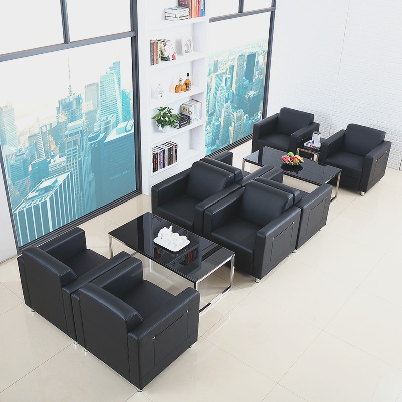 Sofá de oficina de negocios mesa de té combinación de automóviles de cuero genuino 4S tienda de clientes sala de recepción simple y moderna