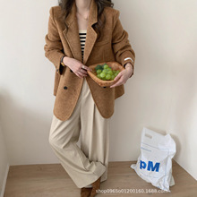 韩版简约西装领正肩大衣女小个子2025秋冬新款双面羊毛大衣外套女