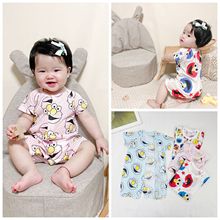 2025夏ins外贸婴儿A类纯棉半袖洞洞开襟哈衣宝宝连体衣爬服薄0-3