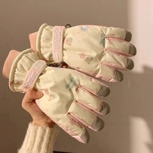 冬季手套运动户外 小熊女加绒加厚旅游滑雪手套 防风防寒保暖手套