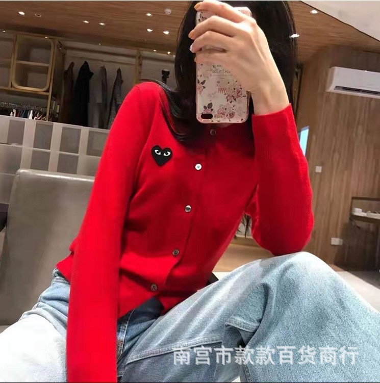 日本のニットセーター、川久保田風セーター、カーディガン、カップル・親子お揃い、メンズゆったりハート柄ウールセーター、保陵風インナー