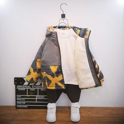 Boy coat winter Cotton cotton-padded clothes Plush thickening Autumn and winter 2020 new pattern baby Children boy keep warm