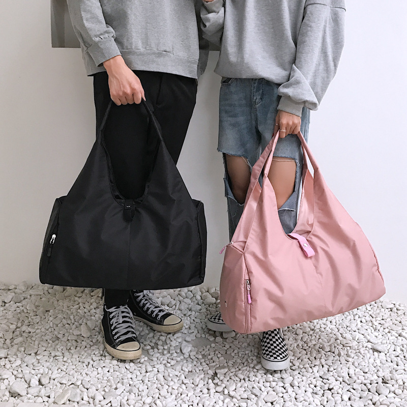 Bolsa de viaje portátil simple de color sólido, bolsa de ejercicios de gran capacidad, bolsa de yoga, bolsa de equipaje ligera multifuncional para mujeres image 5
