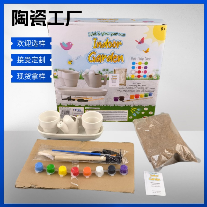 Creatividad transfronteriza DIY pintado yeso pintado estereoscópico maceta de flores para niños juguetes de graffiti dibujos para niños pequeños blanco