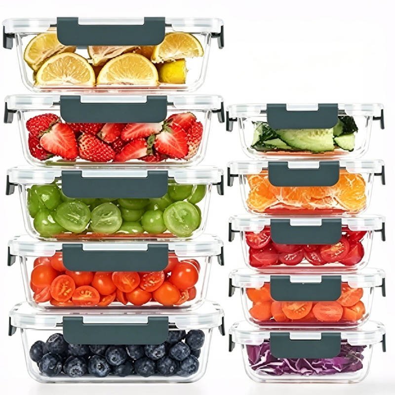 Wholesale Cross-Border Lunch Box Set of Ten Pieces, Fresh-Keeping Bowl Set, Glass Lunch Box That Can Be Used in Microwave Ovens and Refrigerators, Sealed and Leak-Proof Wholesale Cross-Border Lunch Box Set of Ten Pieces, Fresh-Keeping Bowl Set, Glass Lunch Box That Can Be Used in Microwave Ovens and Refrigerators, Sealed and Leak-Proof