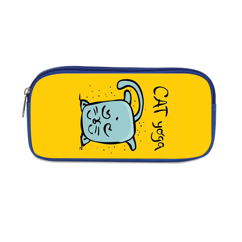 Cartoon cute cat blue single layer pencil case 09