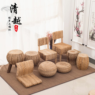Rattan Low Stool, Round Stool, Small Stool, Straw Woven Furniture, Tatami Chair, Leisure Living Room Seat, Garden Stool, Sitting Stool