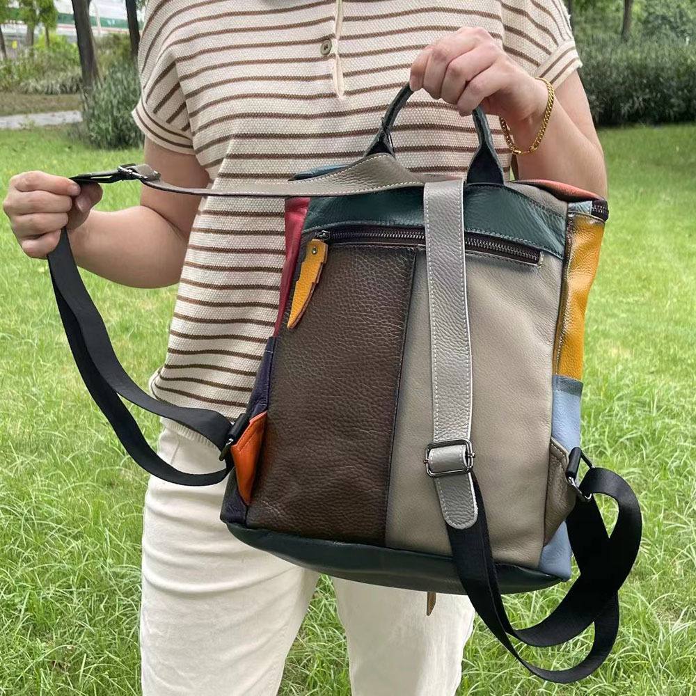 Women's Backpack, Hand Painted Cowhide Bucket Shoulder Bag_voghion.com