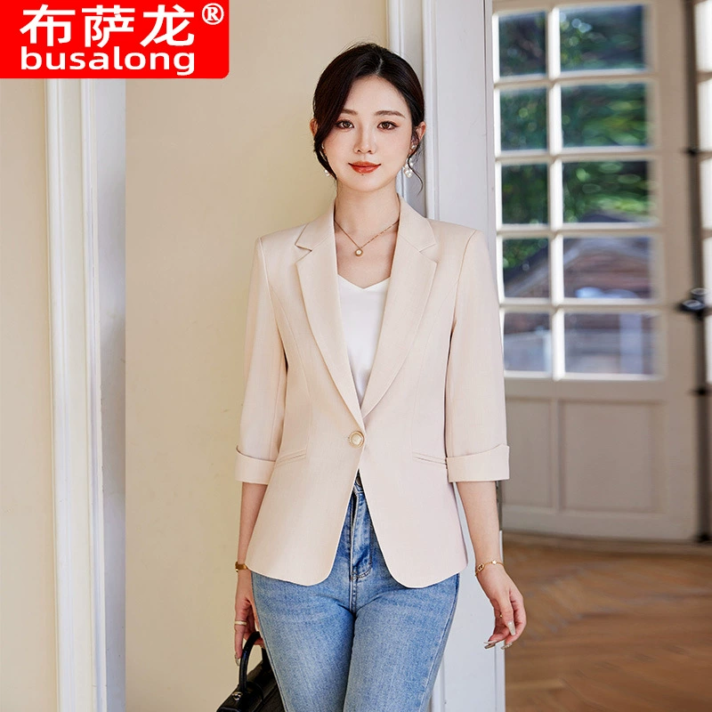 2025 новый Busa Ron busalong женский средний рукав профессиональный маленький костюм, женское одиночное пальто, комбинезон 8663