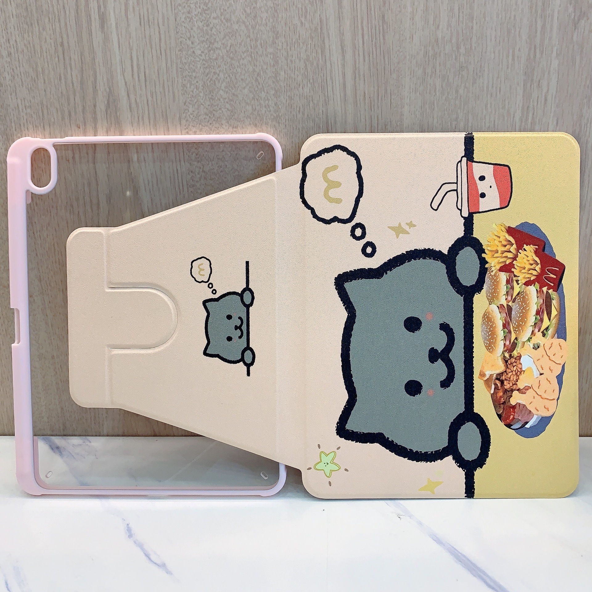 Suitable for Ipad9 Protective Case Rotating Painted Air6 Protective Case with Pen Slot Sleep Pro11 iPad Case 10.2inch