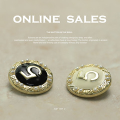 【ArtSen】Pearl Digital 5 Metal Button, Petite Charming Noblewoman Style Clothing Buttons, Suit Jacket & Leather Coat Buttons