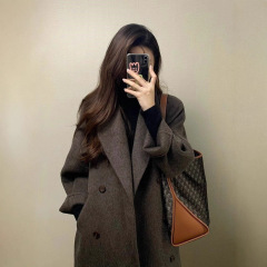 美拉德穿搭高级感毛呢大衣女秋冬加厚过膝中长款韩系风呢子外套