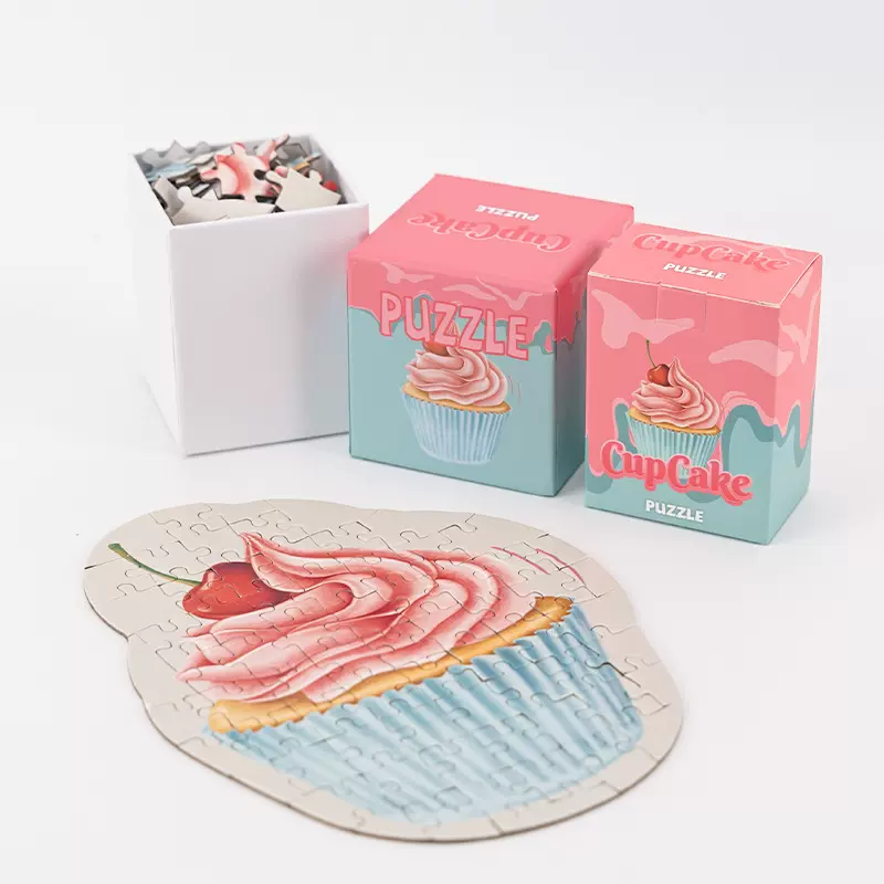 厂家定制 活动周边拼图 高清立体印刷纸杯蛋糕拼图 甜品店小礼品