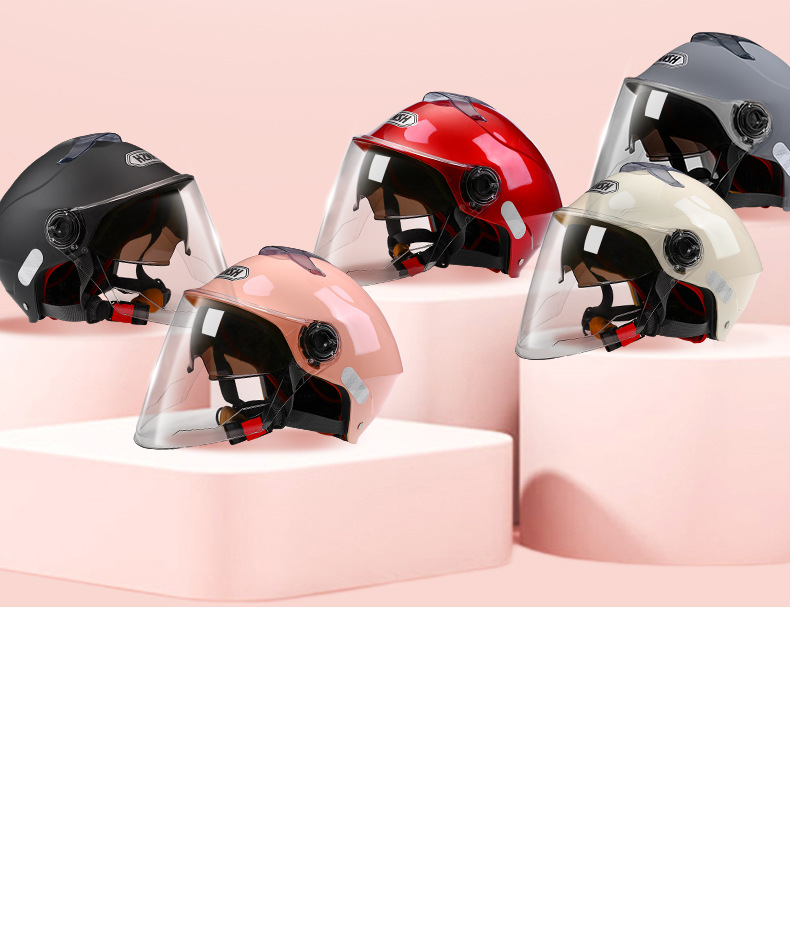 3C new national standard motorcycle double lens helmet unisex four seasons electric car half helmet summer cool sunscreen helmet
