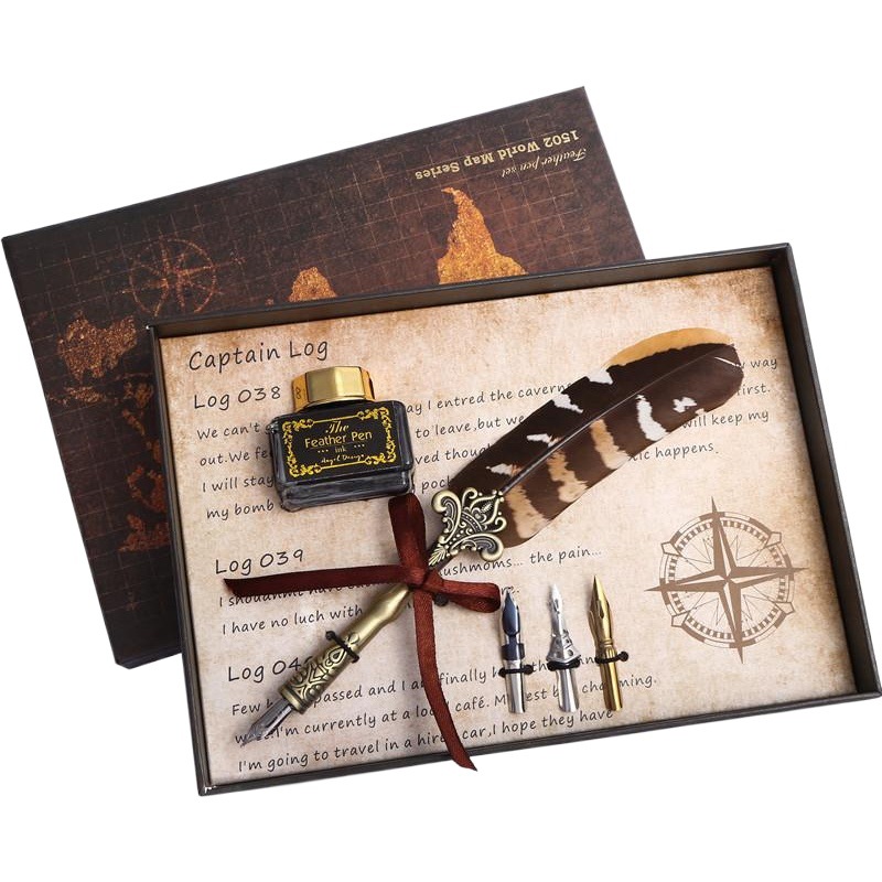Quill pen set natural pattern feather set Signature Pen wedding factory direct banquet signature pen