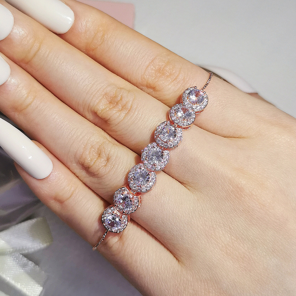 Xi Classic Full Diamond Crystal Bracciale Bracciale regolabile con zircone smeraldo femminile S5243_voghion.com