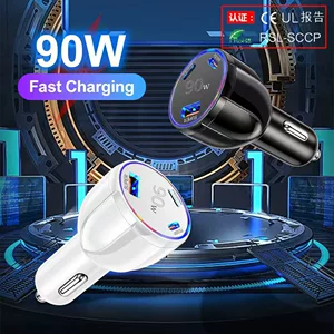 3 Portlu 90W USB+2PD Avtomobil Şarj Cihazı Sürətli Telefon Adapteri