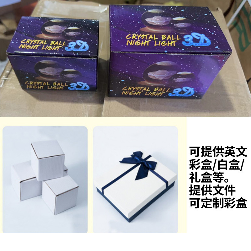 Fabricante directo de lámpara de noche de cristal luminoso láser 3D tallado en base de madera sólida decoración de escritorio creativa pequeño regalo