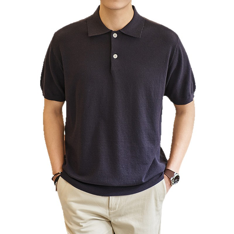 ZF8101-MW夏季优雅老钱14针插肩袖polo衫男商务复古短袖翻领T恤,男装针织衫/毛衣,星座614