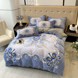 新款活性大版花牛奶绒加厚多功能牛奶绒保暖床单被套印花四件套