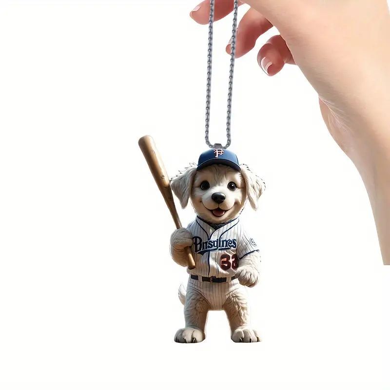 Creativo y lindo perrito de béisbol acrílico nuevo colgante plano transfronterizo nuevo colgante de automóvil colgante mochila