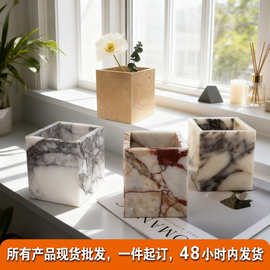 ins风方形大理石花器摆件样板间客厅茶几书房电视柜家居软装饰品