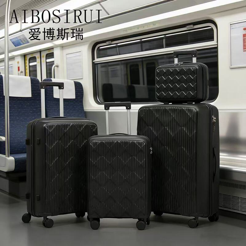 Customized Fashionable Pp Hard-Shell Trolley Luggage with Silent Universal Wheels, Zipper Style, Set of Four Suitcases