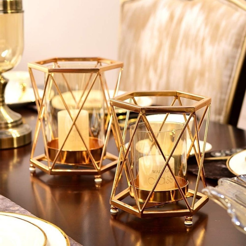 Transfronterizo de hierro de vidrio forjado ornamentos galvanizados ornamentos de mesa de comedor candelabros escenas de diseño accesorios ornamentos decorativos