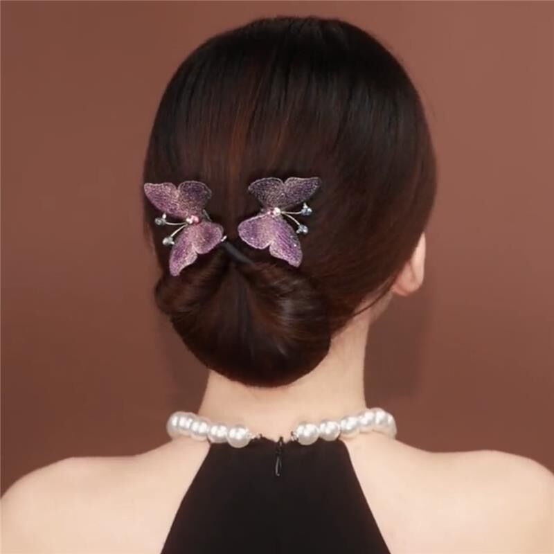 Purple hairgrip, with embroidery