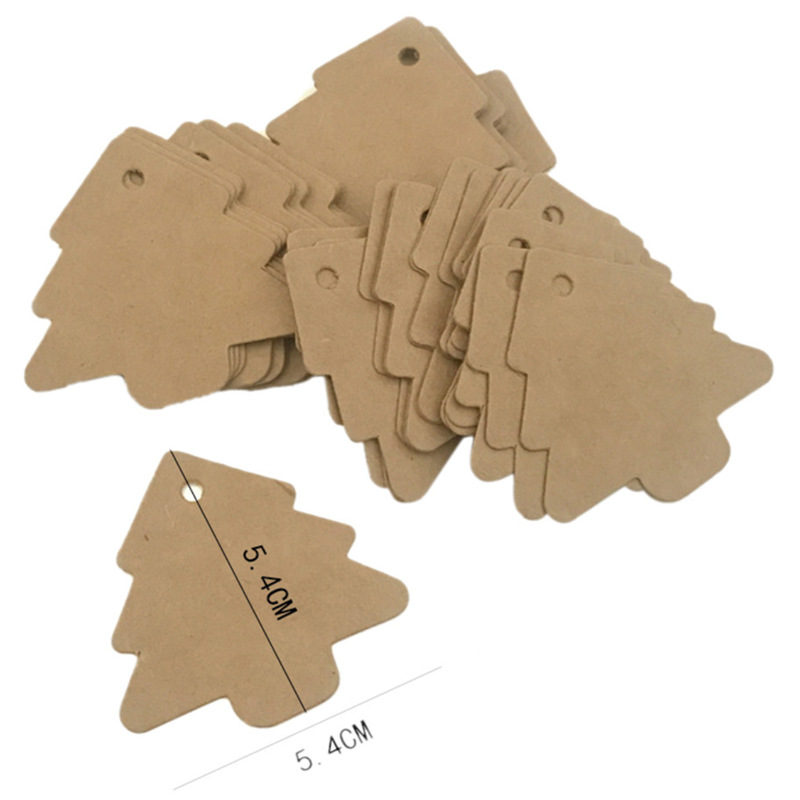 Retro Kraft Paper Card Label Diy Christmas Tree Hanging Card Party Craft 50pcs display picture 5