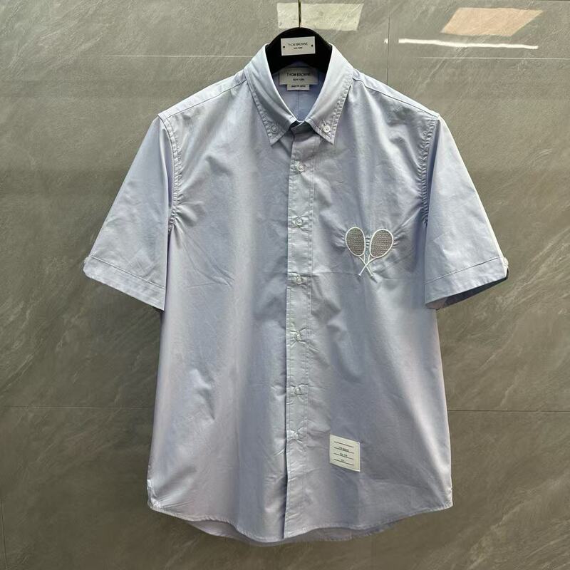 Factory Direct Sale Tb Tennis Racket Embroidery Short-Sleeve Polo Shirt Casual Versatile Simple Unisex Short-Sleeve Shirt