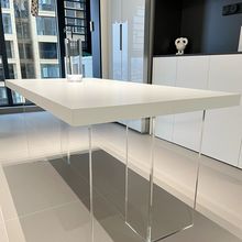 uh亚克力悬浮岩板餐桌德利丰意式极简透明北欧设计师岛台长方形家