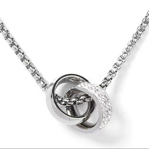 Simple titanium steel ring pendant necklace men's hip-hop personality interlocking sweater chain accessories trendy jewelry