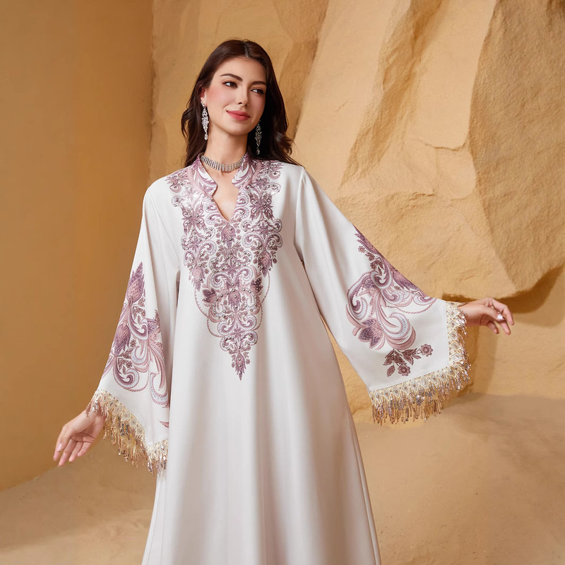 Nc12 Cross-Border New Product Robe Printed Women's Dress New Style Light Luxury Evening Dress