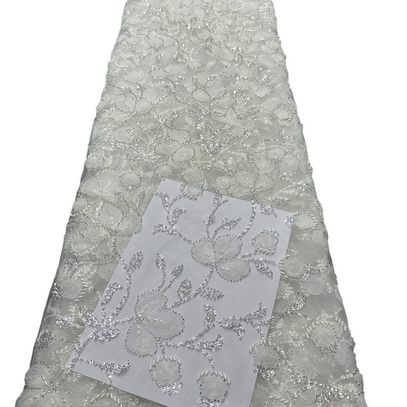 Diseño de alta moda vestido de boda vestido de bordado de sequilla tela de encaje