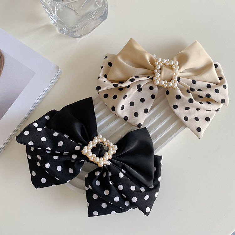 Women'S Gender Korean Style Wave Dot Big Bow Pearl Hairpin