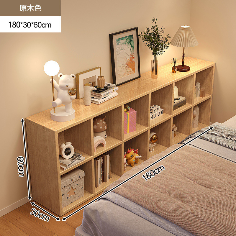 Estante al lado de la cama, gabinete a cuadros de madera maciza junto a la cama, estantería contra la pared, estantería, estantería de nogal de piso a techo, vitrina image 13