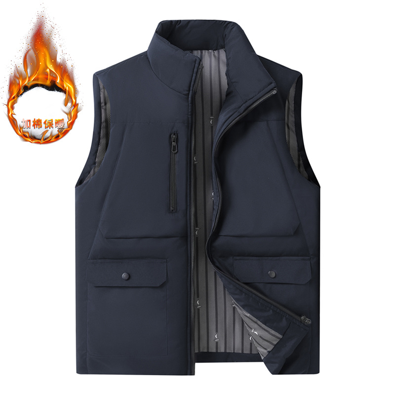 Nuevo estilo de moda otoño y invierno más veludo engrosado chaleco impresión logotipo de cuello alto calentamiento caballo clip impresión ropa de trabajo image 7