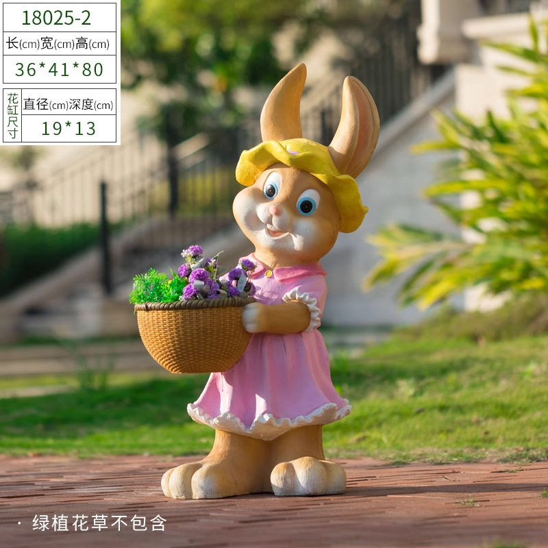 工場直販 ガーデン 庭園 クリエイティブ レジン工芸 漫画風彫刻 多肉植物装飾 庭園芸 ウサギの置物|undefined