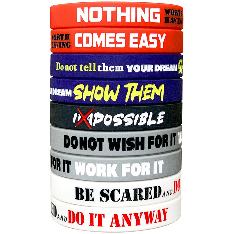 Spot Silicone Bracelet with Concave and Convex Lettering, Printed Text, Logo Pattern, Wear-Resistant and Durable Jewelry, Silicone Rubber Bracelet Spot Silicone Bracelet with Concave and Convex Lettering, Printed Text, Logo Pattern, Wear-Resistant and Durable Jewelry, Silicone Rubber Bracelet 