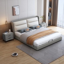 现代简约新款猫抓皮双人床北欧极简轻奢主卧1.5m床猫抓皮艺卧室床