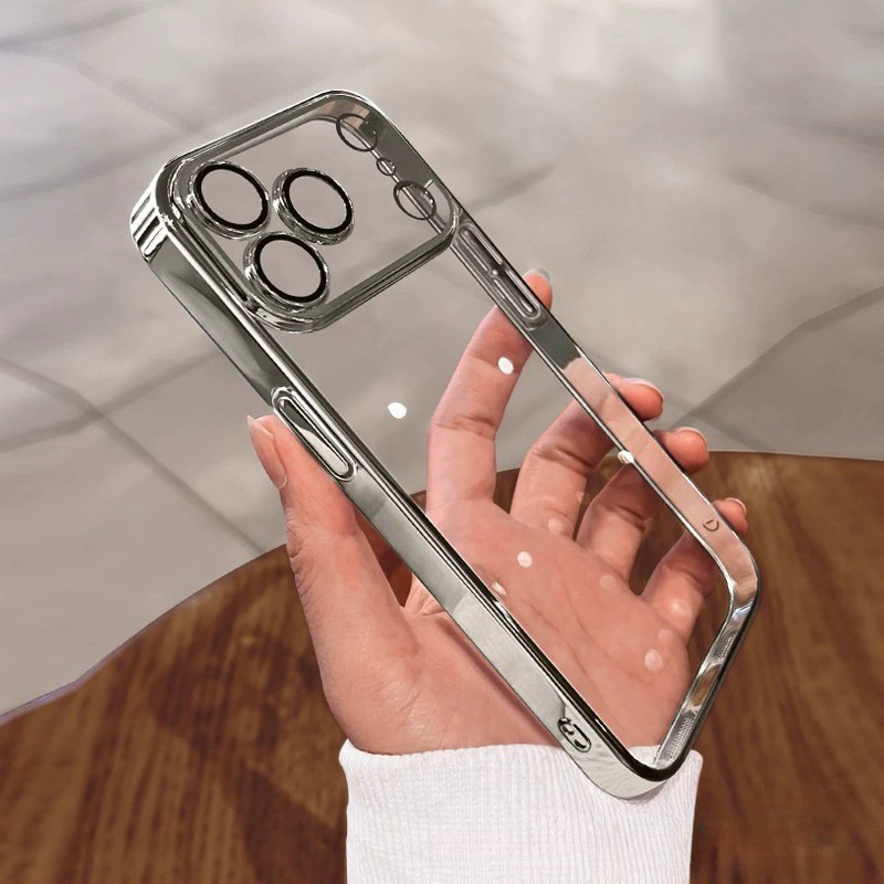 película de lente galvanizada TPU estuche suave para iPhone17PROMAX estuche de teléfono transparente Apple 16 / 15 estuche a prueba de caídas
