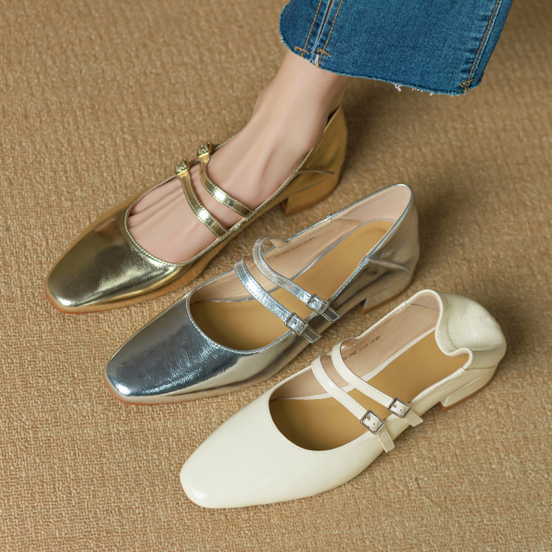 Very soft double buckle Mary Jane shoes, fully leather inside and out, 2024 spring collection, chunky low heel, square toe, comfortable cowhide women's shoes Very soft double buckle Mary Jane shoes, fully leather inside and out, 2024 spring collection, chunky low heel, square toe, comfortable cowhide women's shoes
