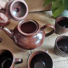 批发库存茶壶八十年代淄博陶瓷厂手工紫砂茶具套装家用